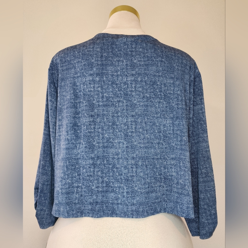 Preceptions Womans 3X Denim Blue Color Cropped Cardigan - Picture 5 of 10